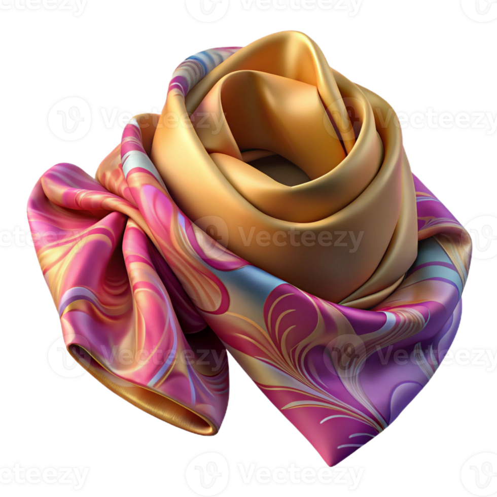 Abstract Silk Scarf with Swirling Patterns png