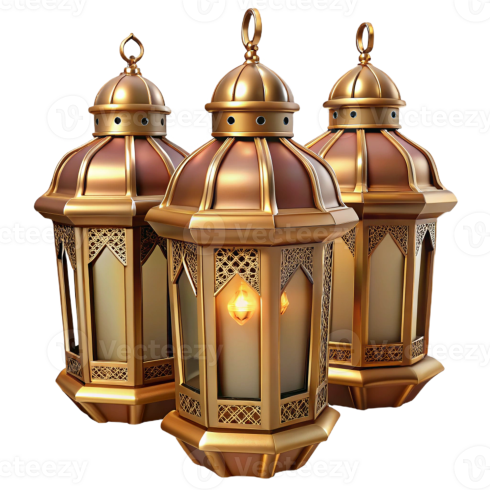 Ornate Gold Lanterns with Intricate Details png