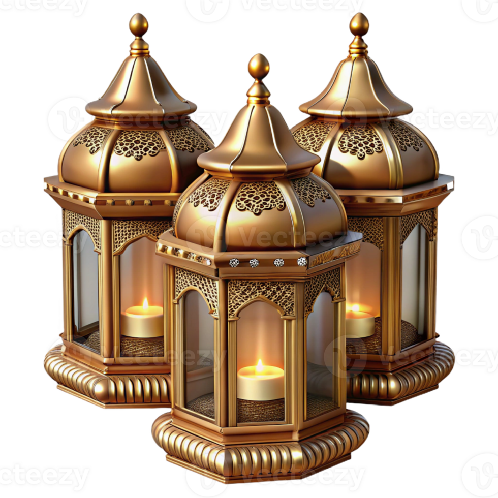 Ornate Golden Lanterns with Candles png