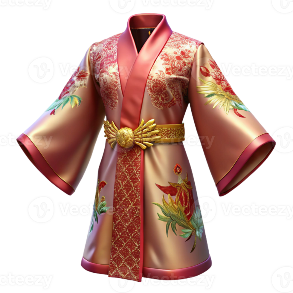 Silk Robe with Floral Design png