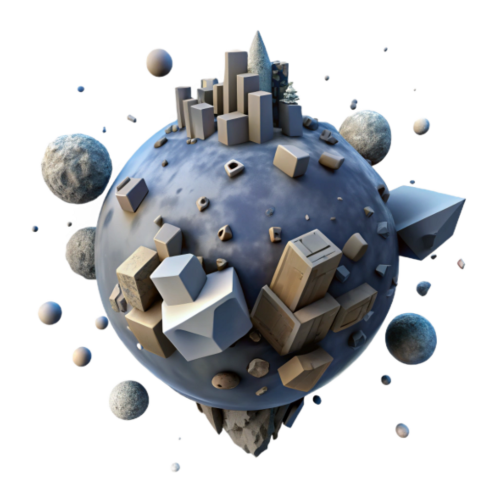Abstract 3D Render of a Miniature World Sphere png