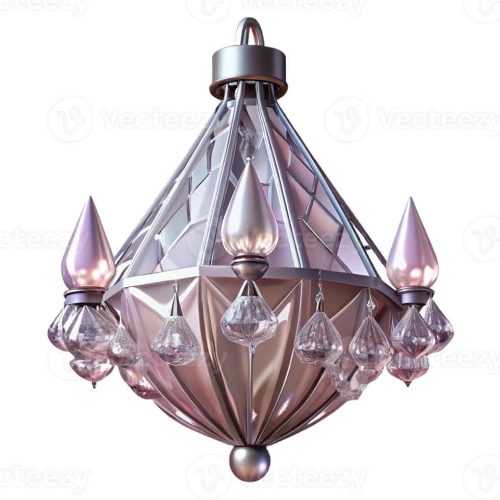 Modern Crystal Chandelier with Geometric Design png