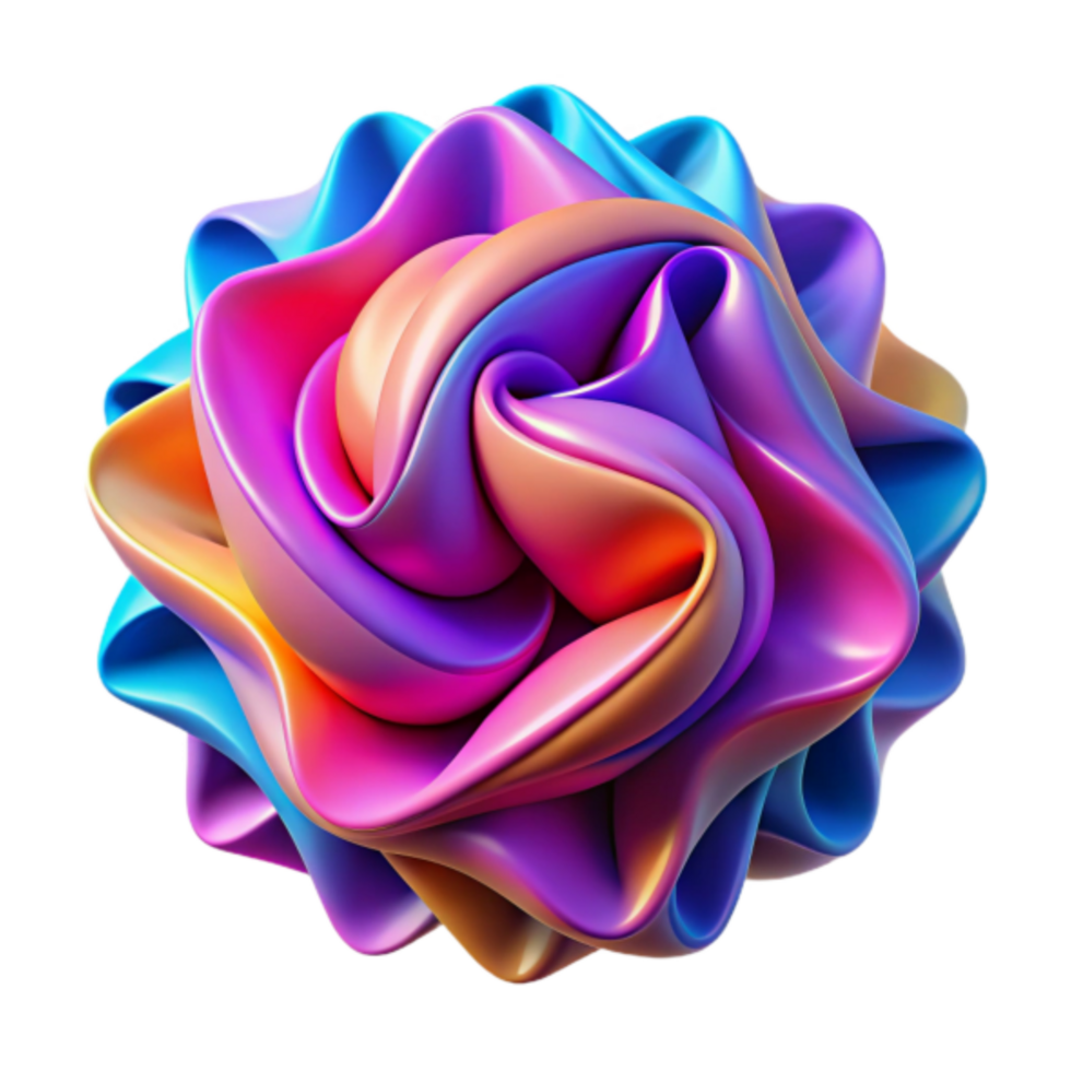 Vibrant 3D Abstract Swirl A Colorful, Multi-hued, Shiny, and Glossy Render png