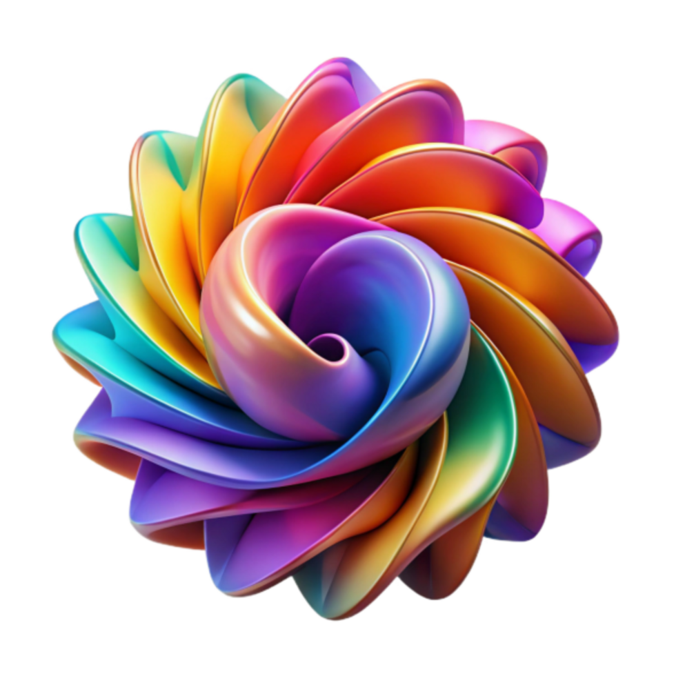Vibrant Rainbow Swirl 3D Render Abstract Background Image png