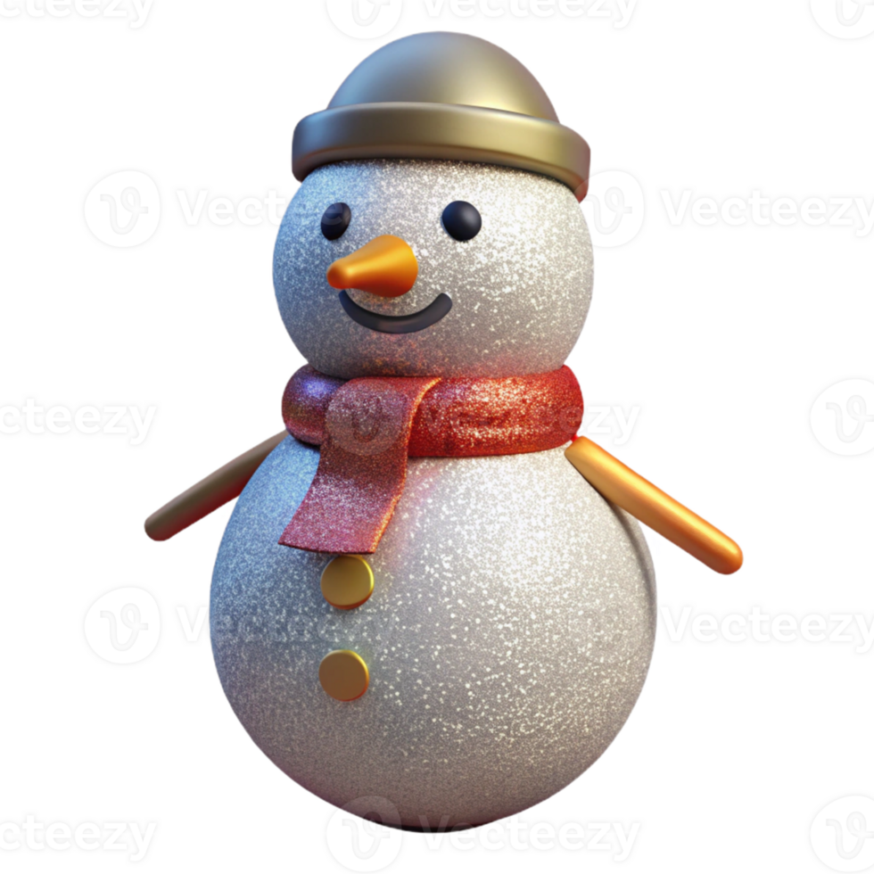 Sparkly Snowman with Hat and Scarf png