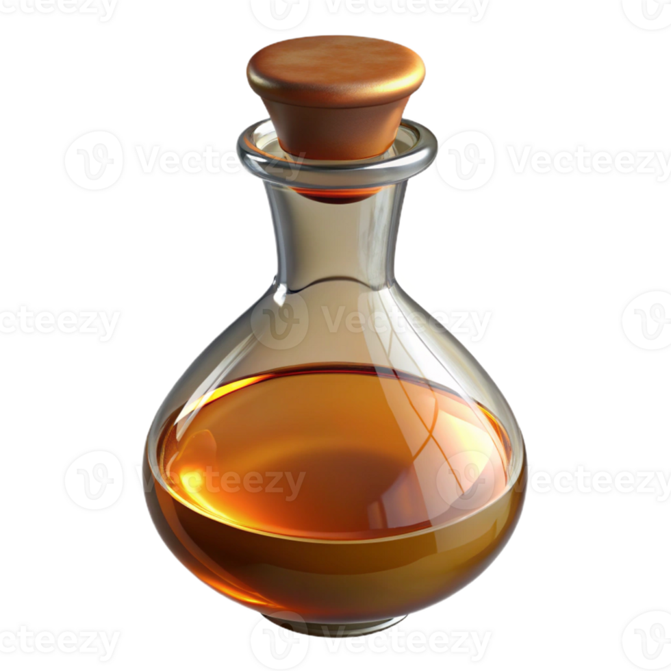 Glass Bottle with Amber Liquid png