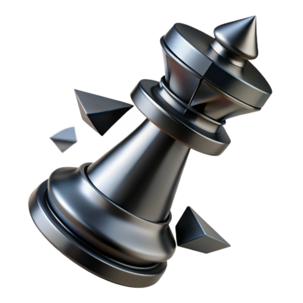 Shattered King 3D Render Crumbling Chess Piece, Strategy Game, Metal Texture, Abstract Background Image png