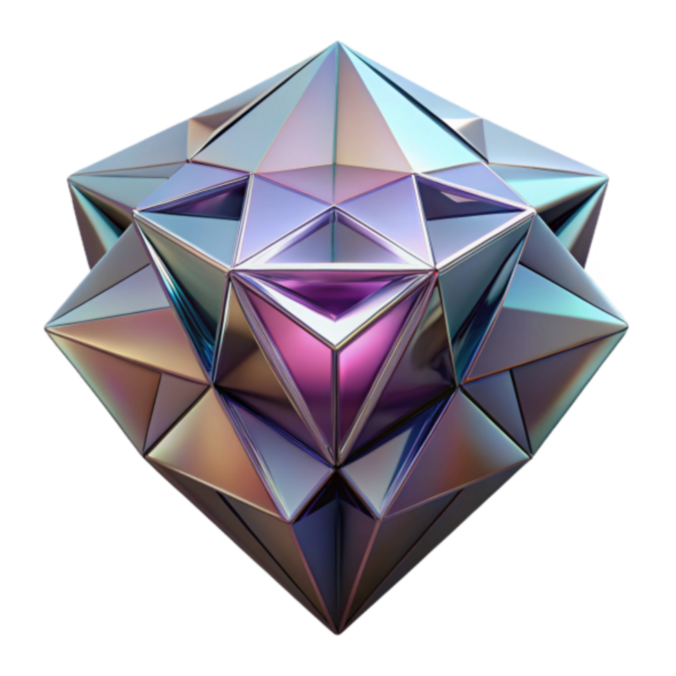Iridescent Geometric 3D Render Abstract Background png