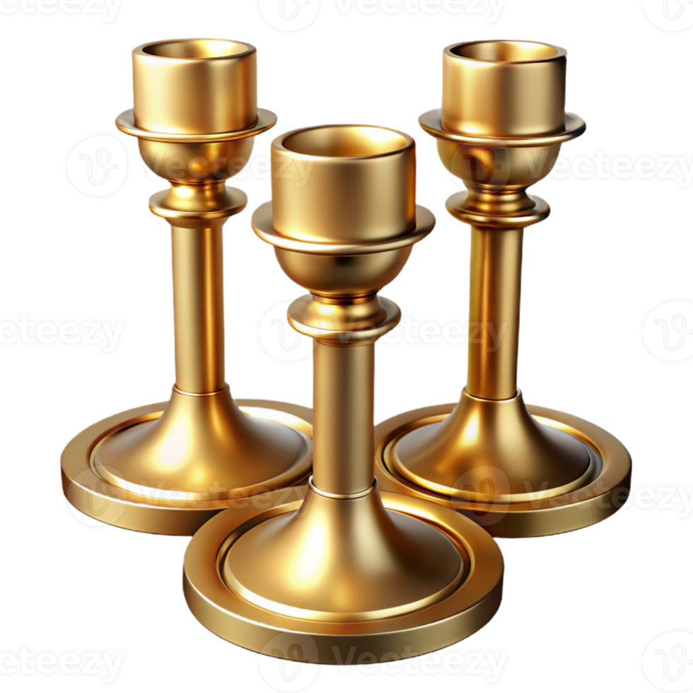 Gold Candle Holders Set of Three png