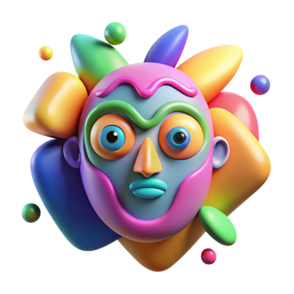 Vibrant 3D Render of a Colorful Abstract Face png
