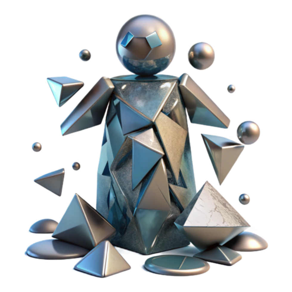 Abstract 3D Render of Geometric Figure with Metallic Texture png