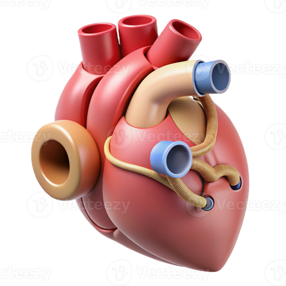 Isometric Rendered Anatomical Heart png