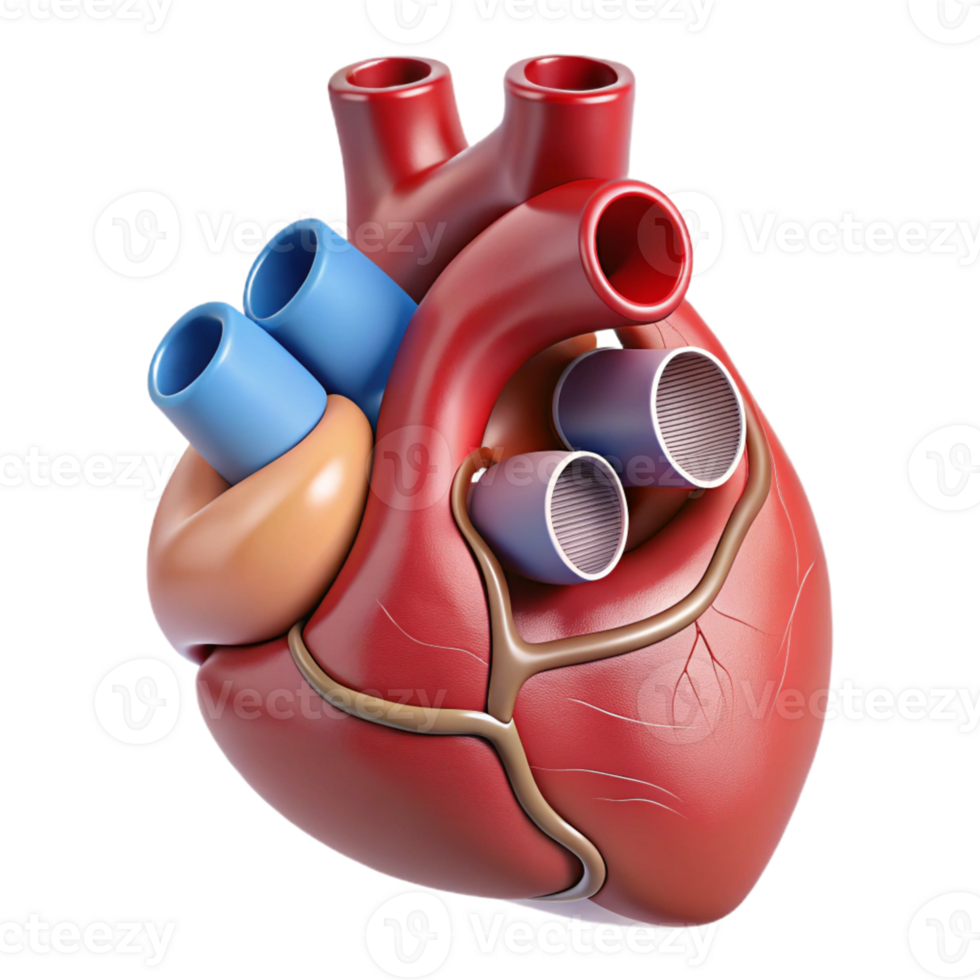 Isometric Realistic Human Heart Anatomy Model png