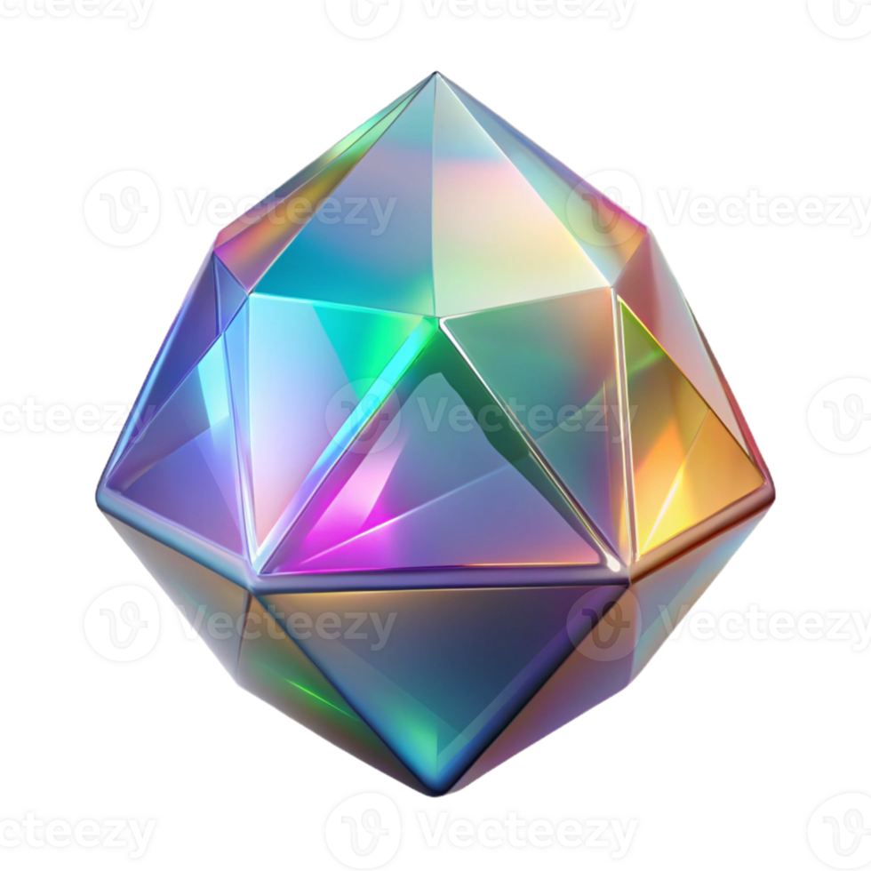Isometric Holographic Gem- Colorful Abstract png