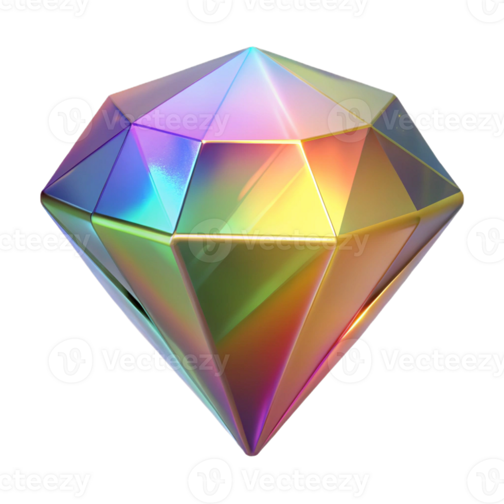 Rainbow Diamond Gemstone Isometric Render png