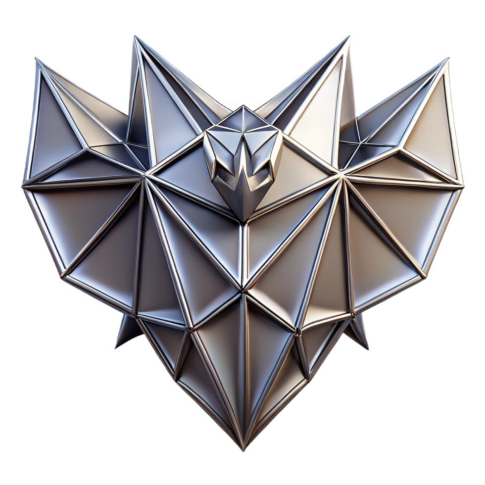 Metallic Bat Low Poly 3D Render Abstract Background Image png