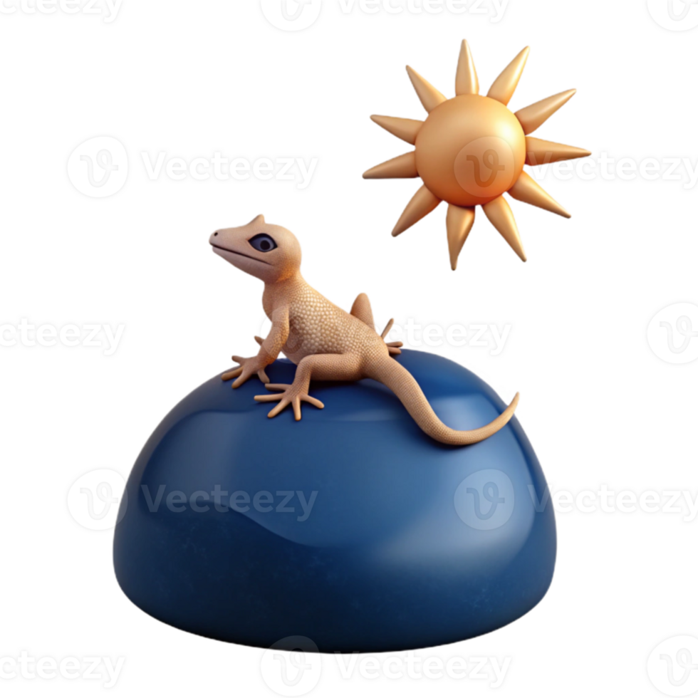 Lizard on Blue Sphere with Sun png