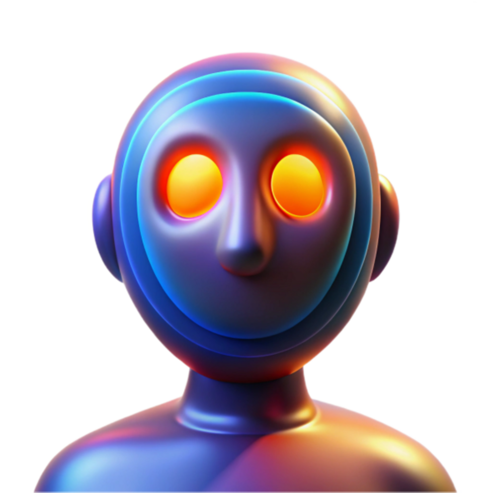 3D Render Glowing Robot Head Illustration Abstract Background png