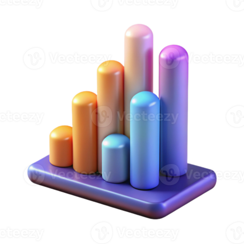 3D Render Colorful Bar Graph Abstract Background Illustration png
