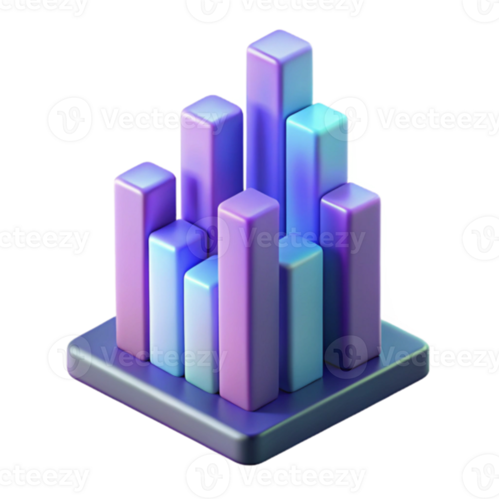 3D Render of Abstract Bar Graph Data Visualization png