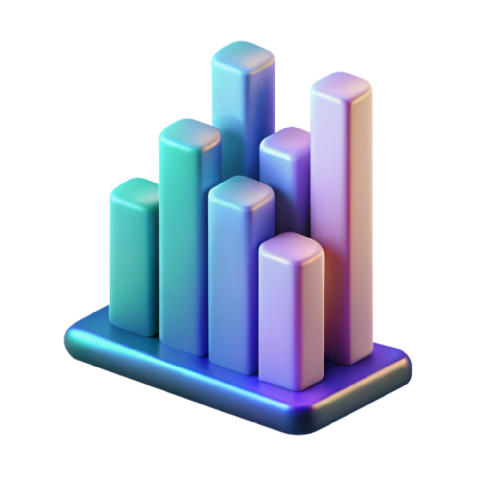 3D Render of Abstract Colorful Bar Graph Chart png