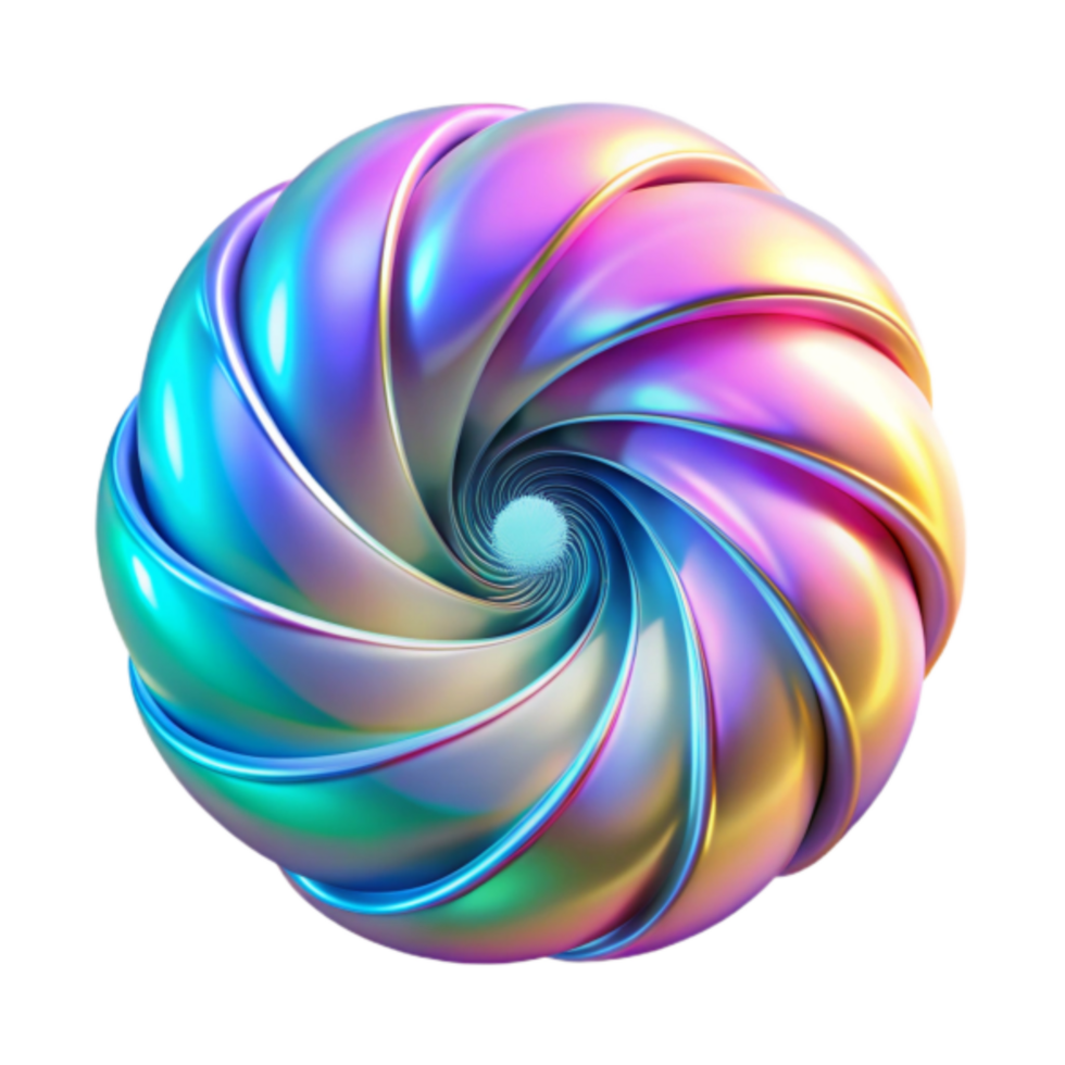 Iridescent Spiral Abstract 3D Render png