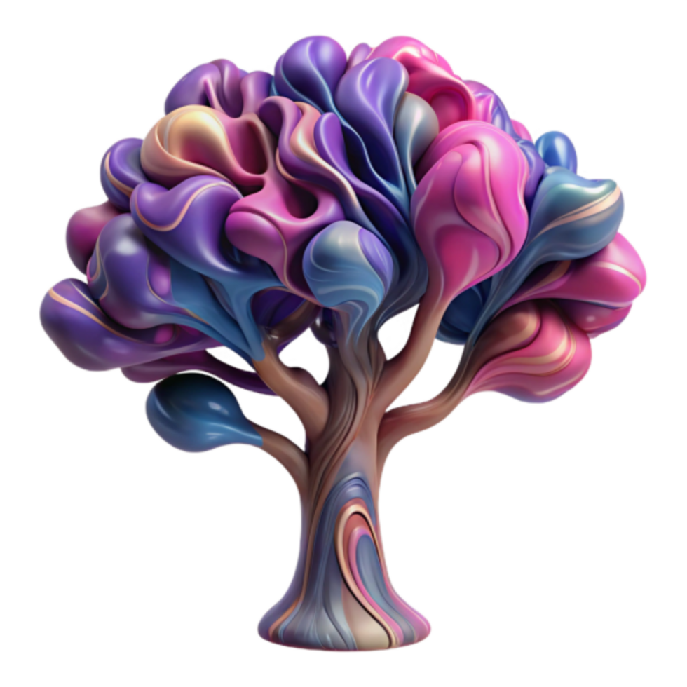 Abstract 3D Render of a Colorful Swirling Tree png