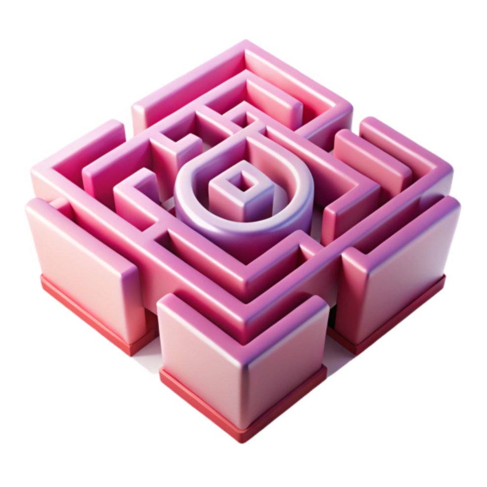 Pink 3D Maze Illustration A Complex Puzzle of Paths and Challenges png