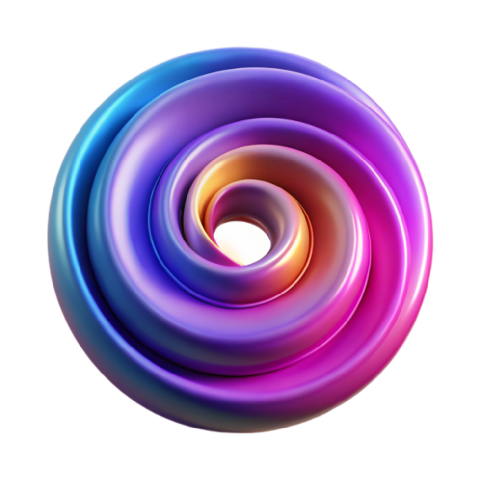 Abstract 3D Render Colorful Swirl Gradient Spiral Design png