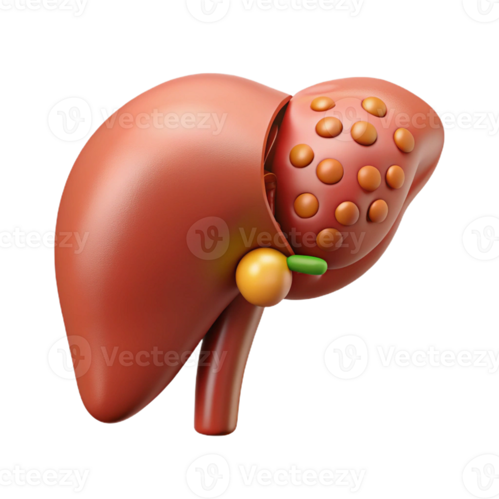 Isometric Render of Human Liver with Gallbladder png