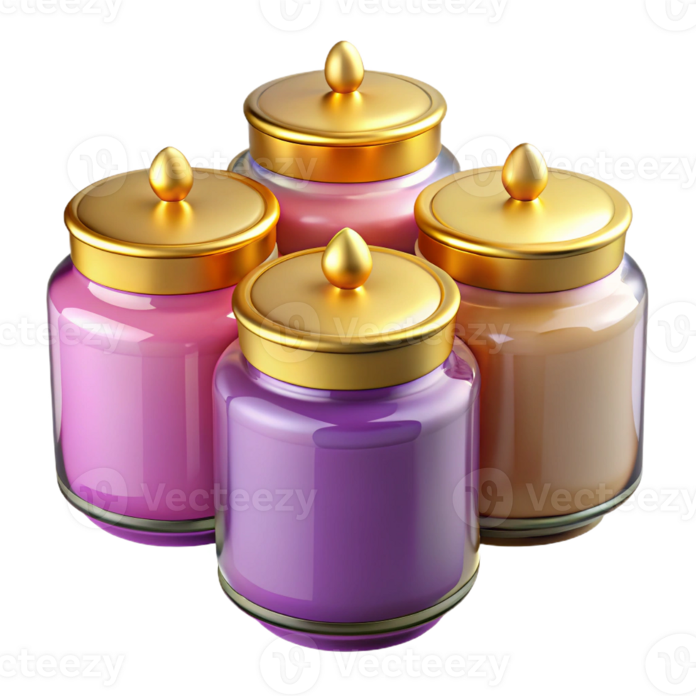 Glass Jars With Golden Lids png