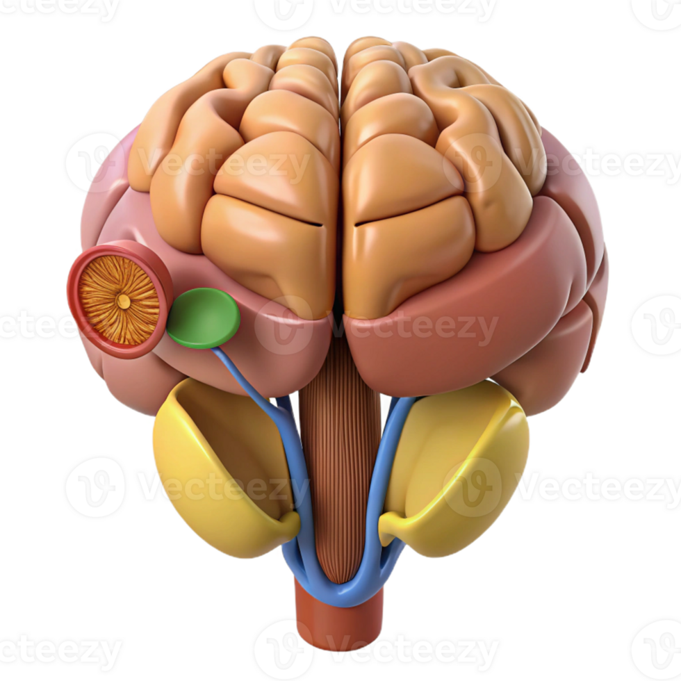 Human Brain Anatomy Isometric Model png