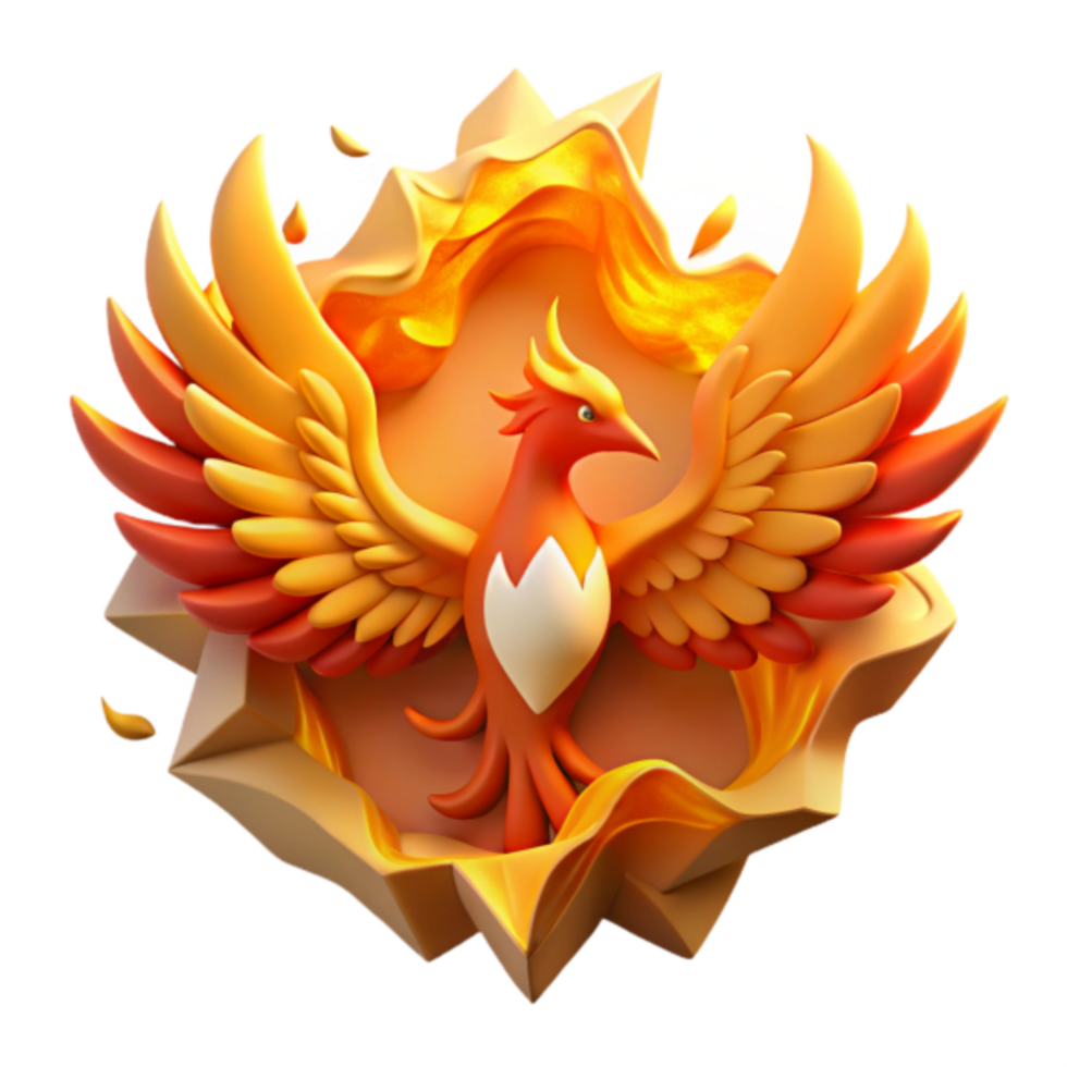 Fiery Phoenix 3D Render Mythical Bird in Flaming Glory png