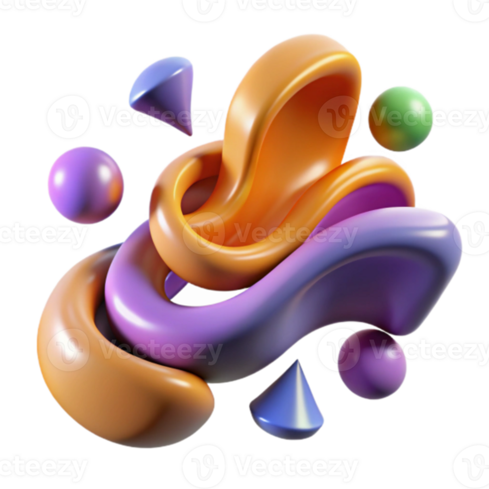 Abstract 3D Render of Intertwined Colorful Shapes png