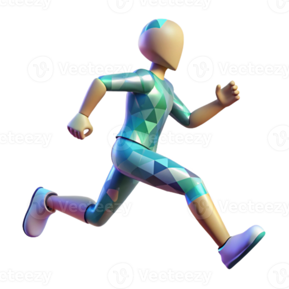 3D Illustration Running Figure Geometric Pattern Activewear png