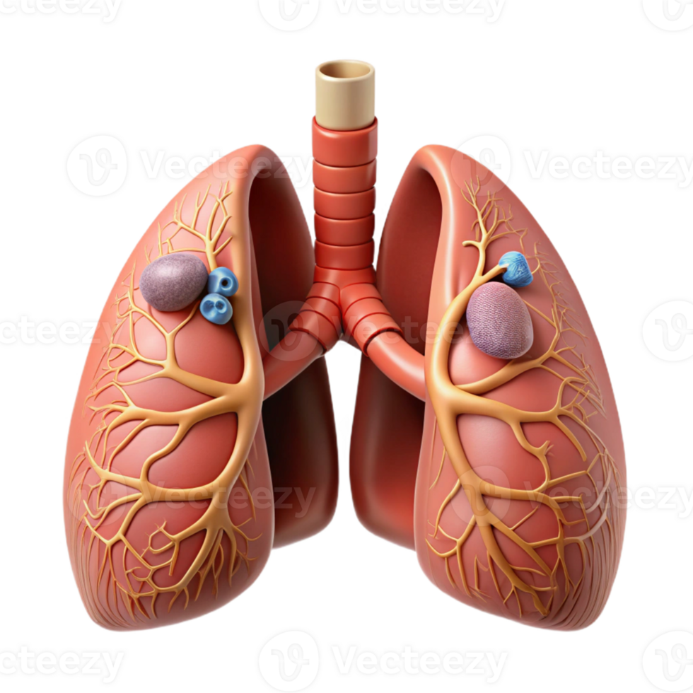 Isometric Model of Human Lungs with Bronchi png
