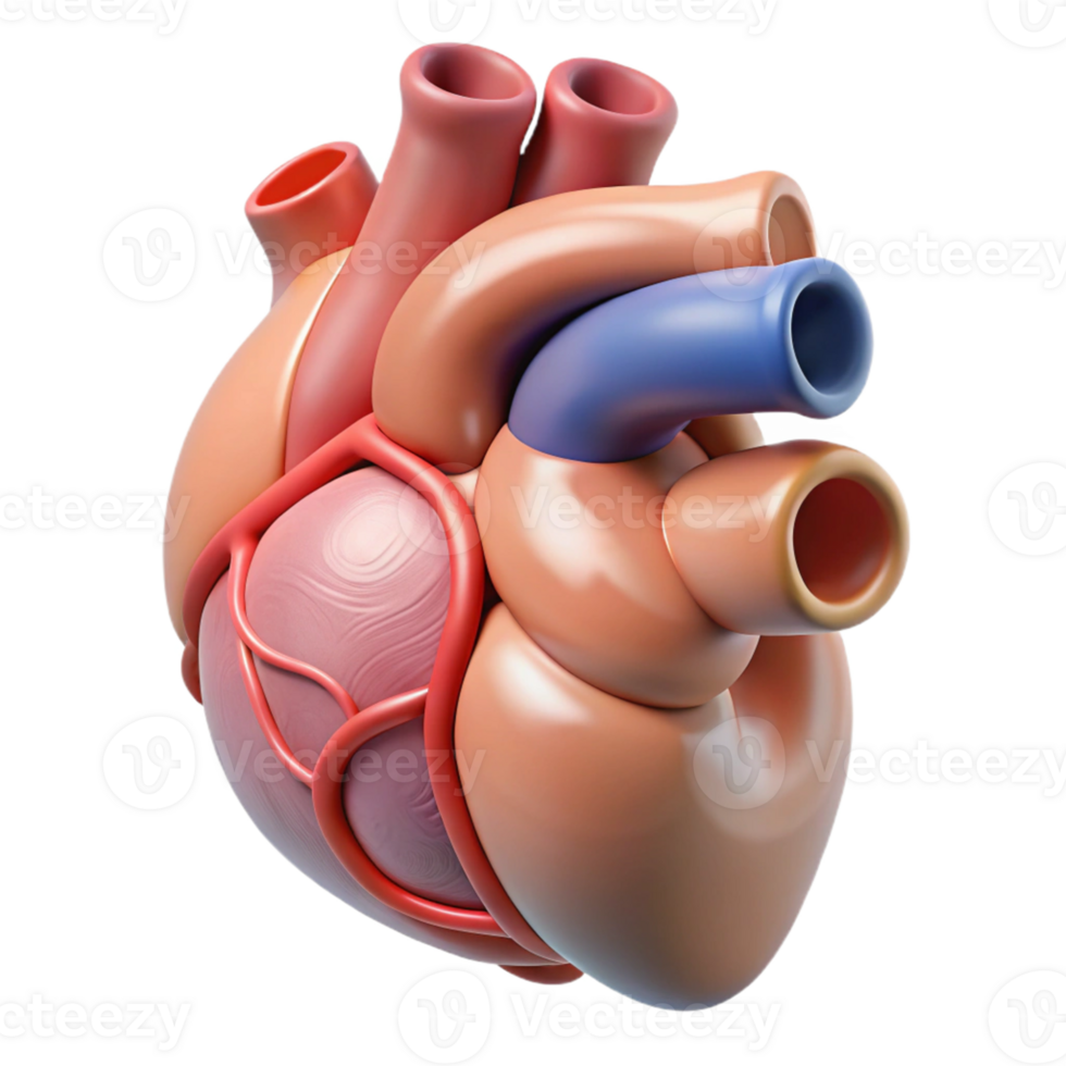 Isometric Render of Human Heart Anatomy png
