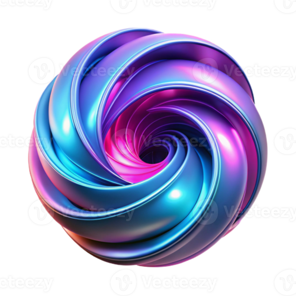 Abstract 3D Render Blue Pink Swirling Sphere Graphic Design Element png