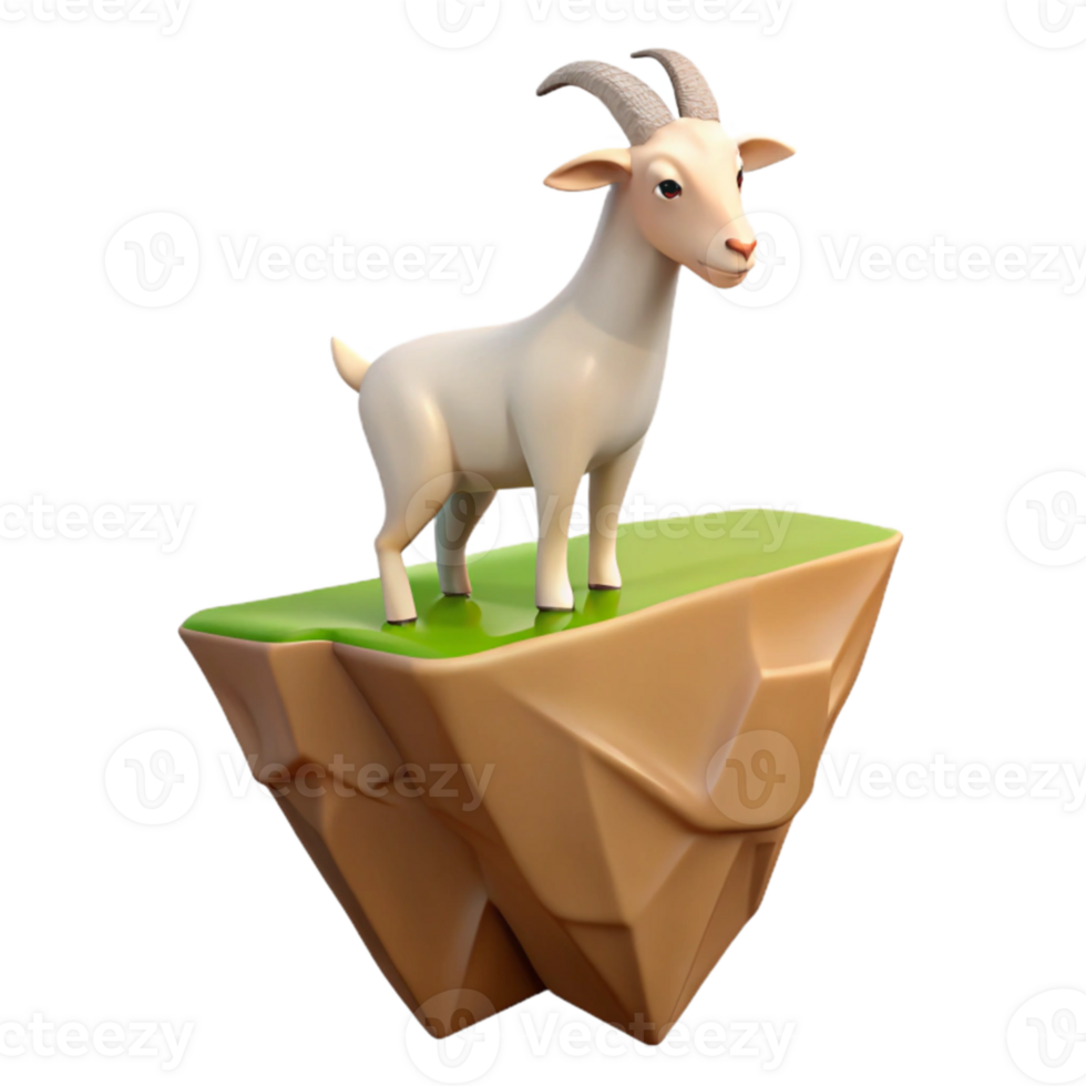 Isometric Render of Goat on Cliff Illustration png