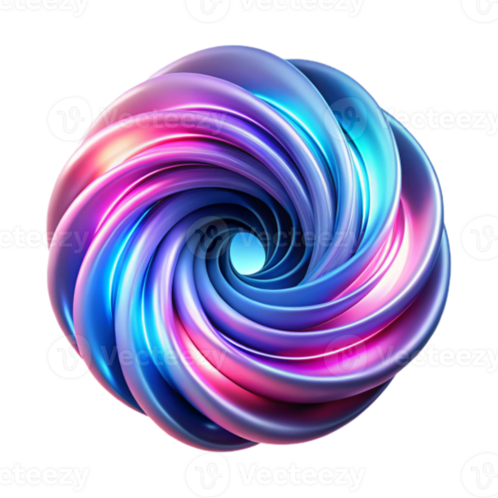 Abstract 3D Render of a Swirling, Iridescent Vortex of Pink and Blue png