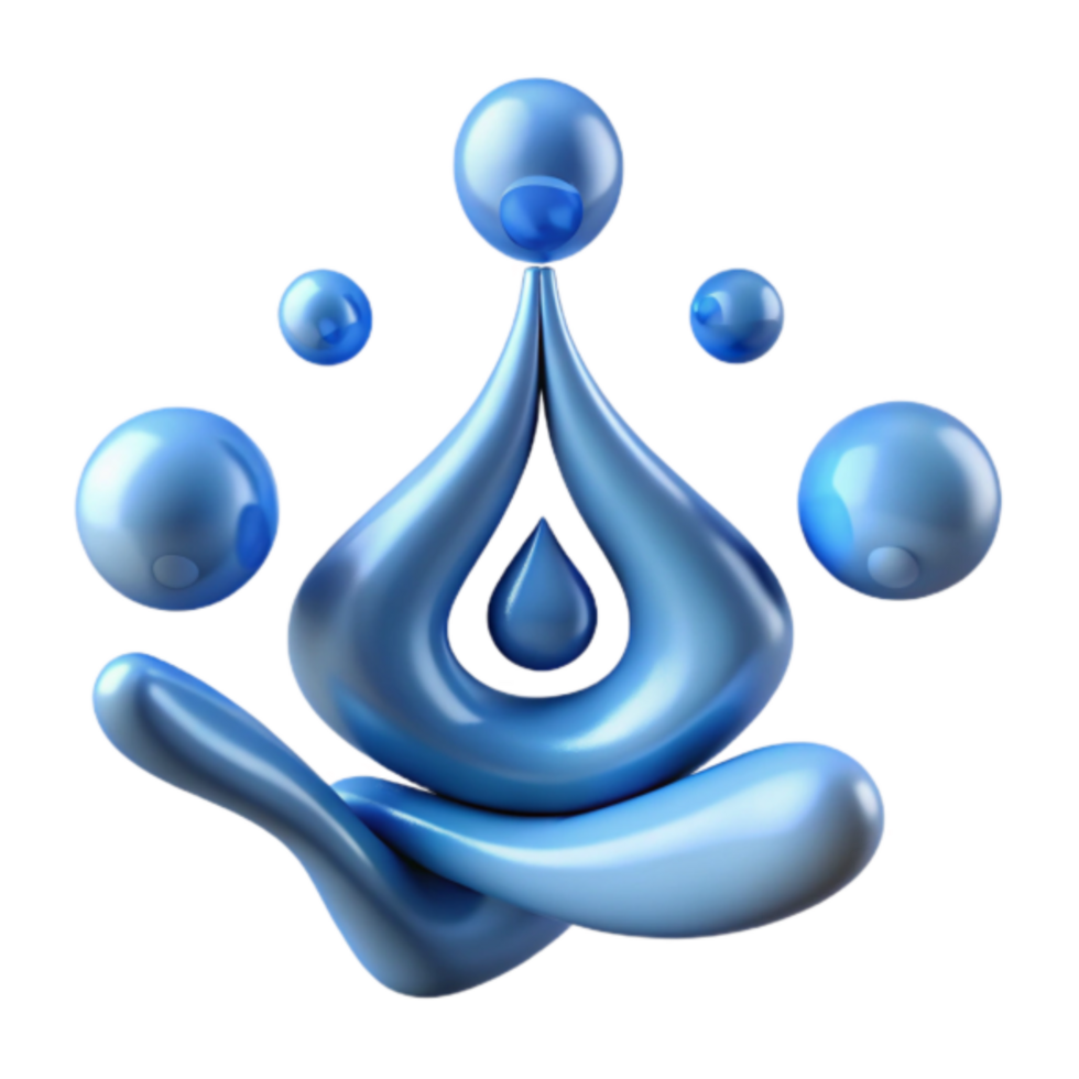 Serene Water Drop 3D Illustration Abstract Blue Liquid Design png