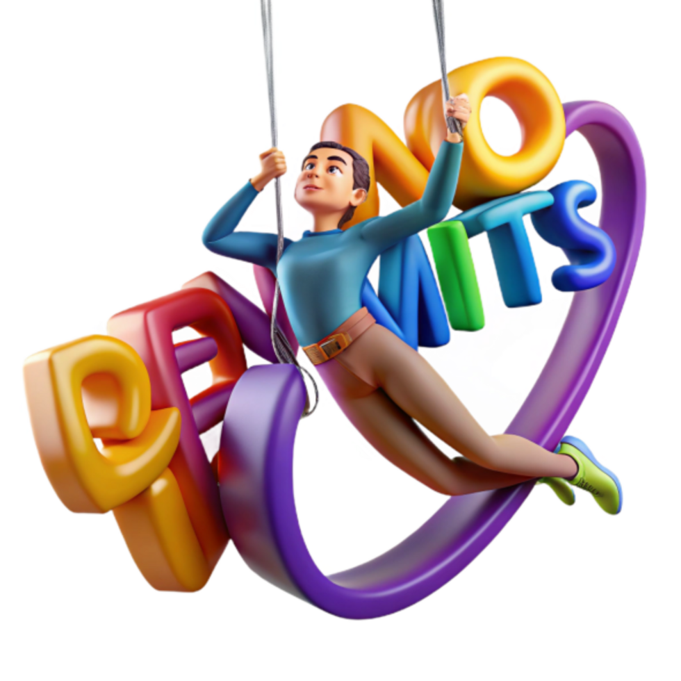 3D Illustration No Limits Colorful Swinging Character png