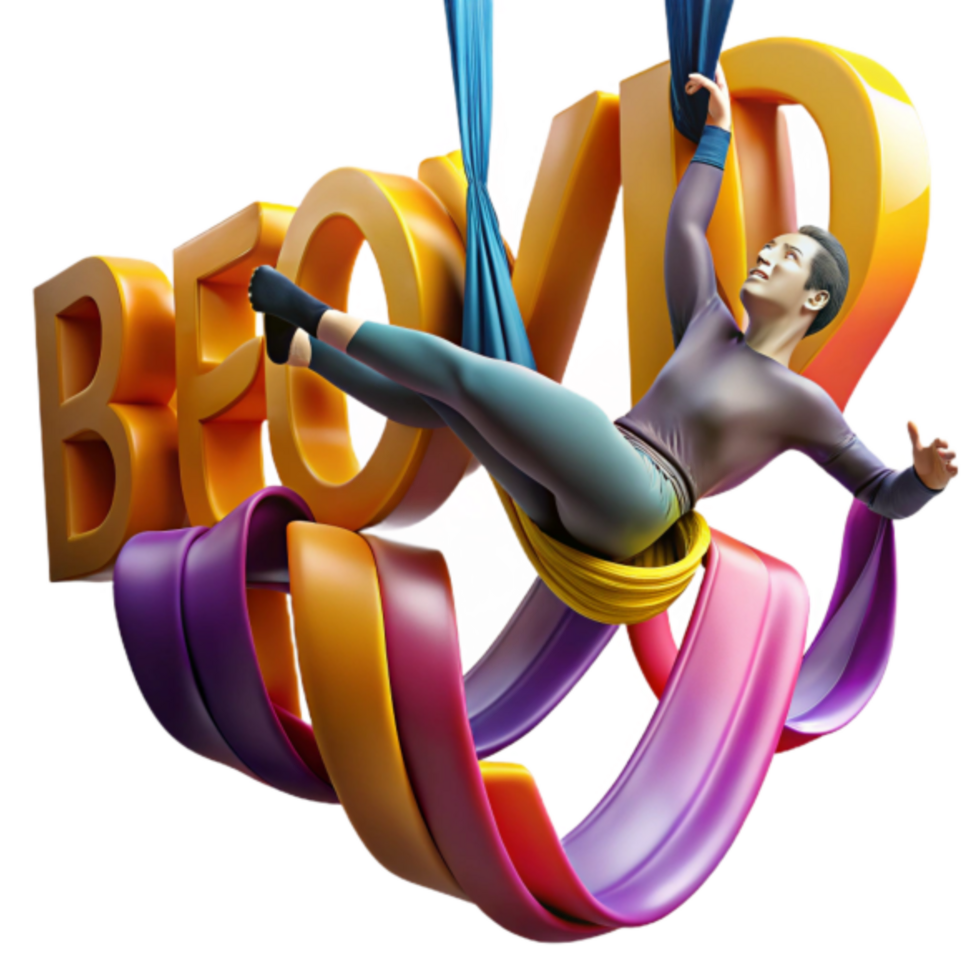 Dynamic 3D Illustration Beyond Limits Aerial Yoga Colorful Ribbons png