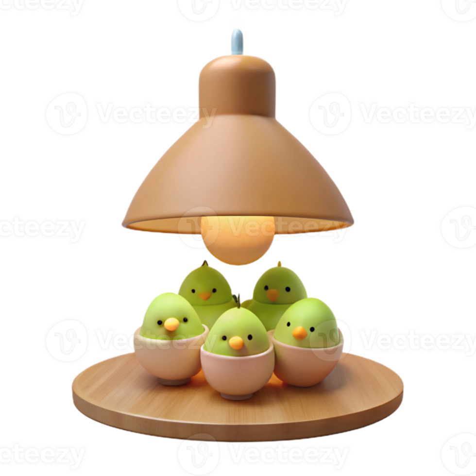 Cute Green Bird Figurines Under Lamp png