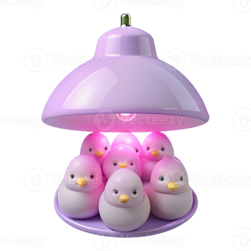 Cute Isometric Bird Lamp with Pink Gradient png