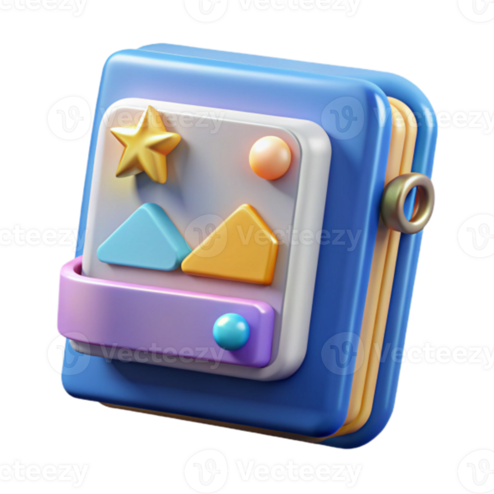 3D Render Colorful App Icon Design Image, Abstract Shapes and Star Graphic Element png