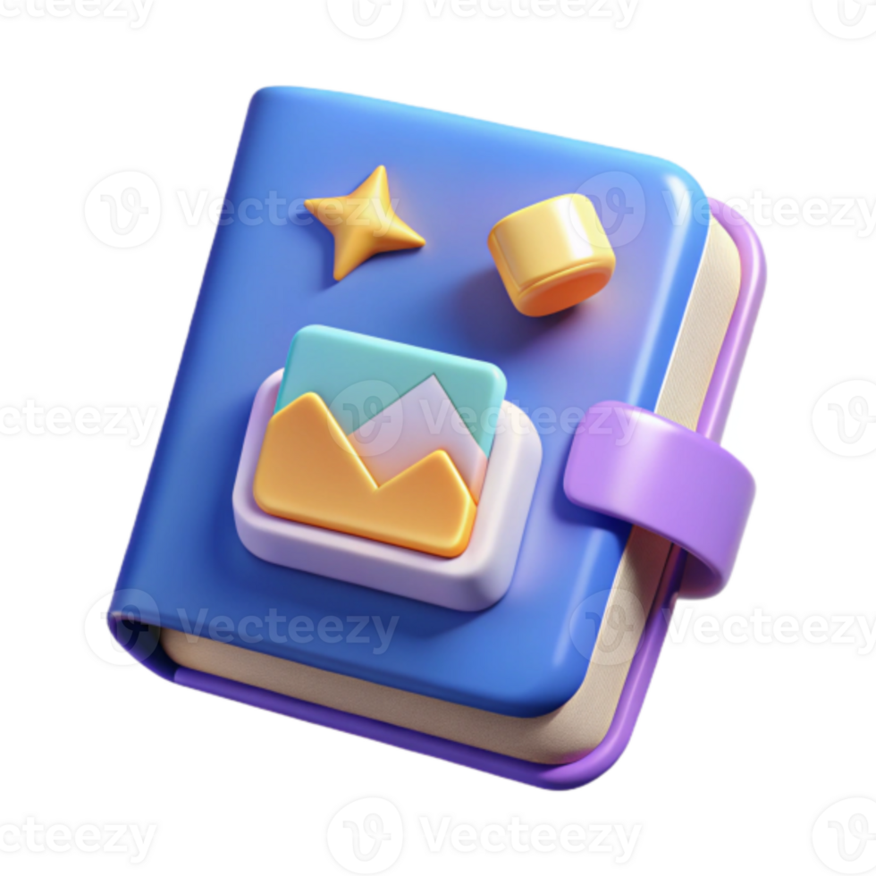 3D Render of a Colorful Notebook App Icon, Digital Memory, Creative Illustration, Pastel Hues, Gallery App, Memory Book, Digital Album, Cloud Storage, Data Storage png