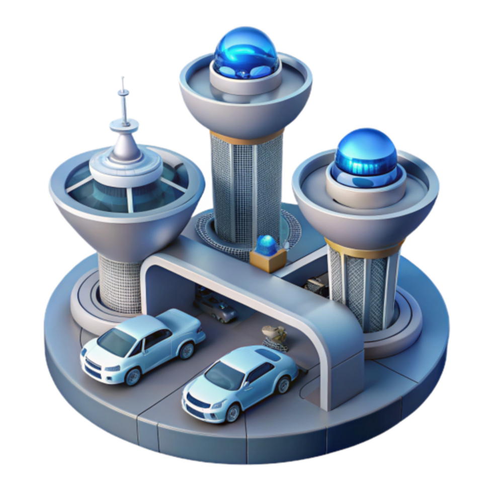 Futuristic City Transport Hub 3D Illustration png
