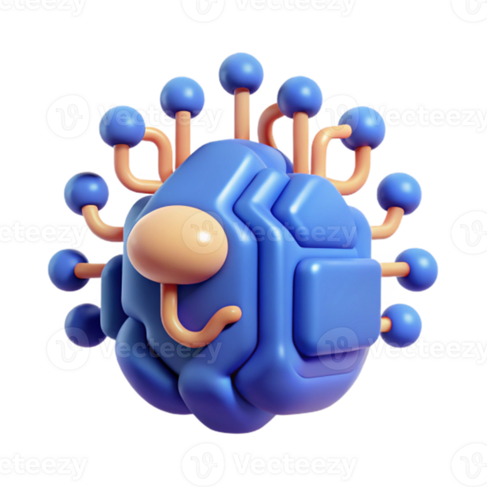 Abstract 3D Render of a Blue Bio-Mechanical Creature with Tentacles png