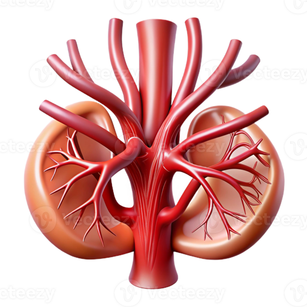 Human Kidney Anatomy Isometric Model png